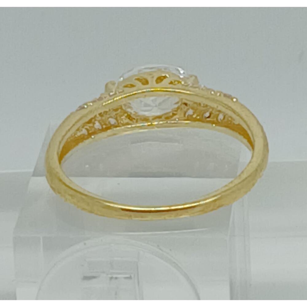Vintage Gold Plated CZ Simulated Diamond Engagement Wedding Cocktail Ring Size 7 - Picture 10 of 10